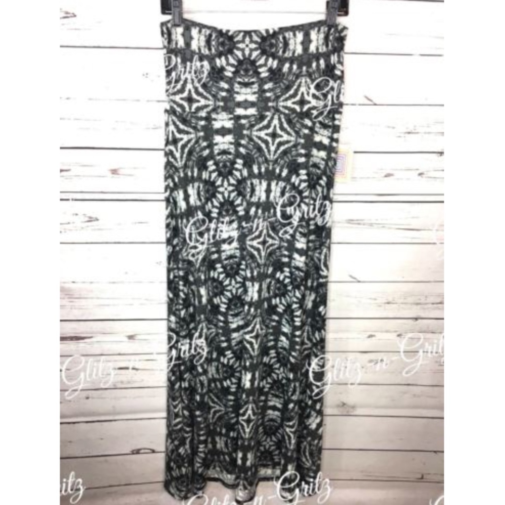 Small LuLaRoe MAXI Skirt Black White Grey Tie Dye